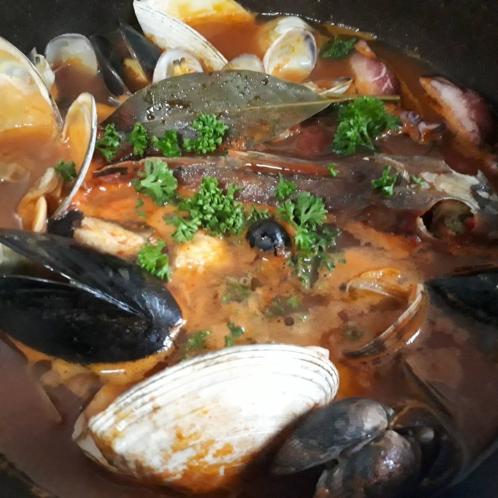 来客用 魚介の旨煮から~残りで。。